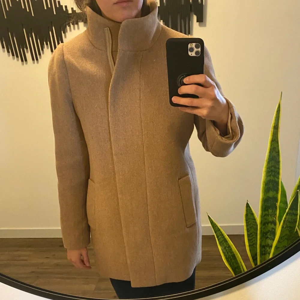 J. Crew Factory Camel Wool Blend Pea Coat - Picture 2 of 6